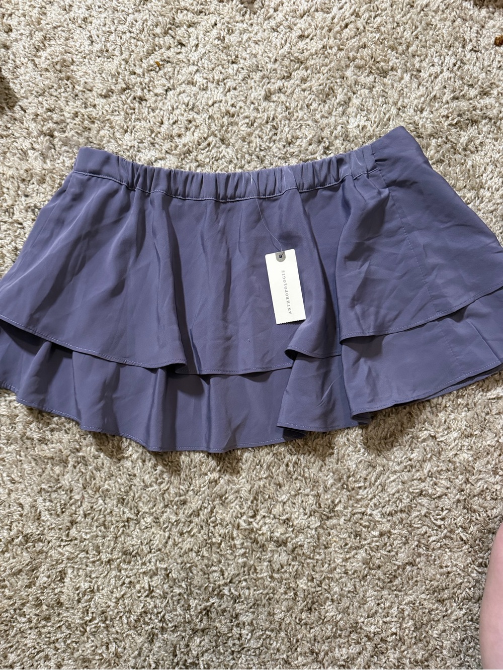 Anthropologie Lavender Tiered Ruffle Mini Skirt